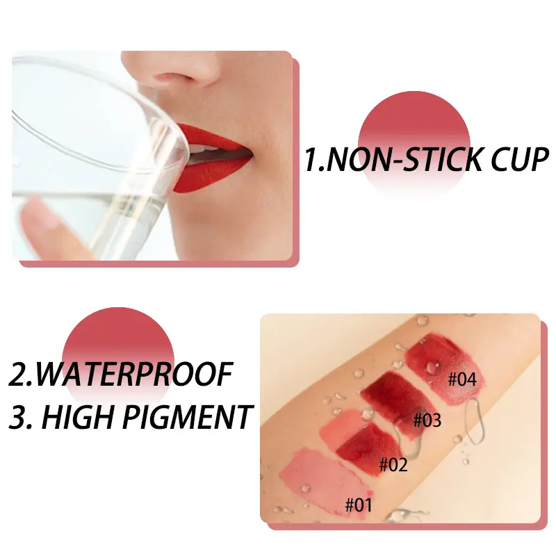 4 Colors Matte Peel Off Lip Gloss Amazing Non-Stick Cup Liquid Lipstick Waterproof Long Lasting Tear-Off Red Lip Tinted