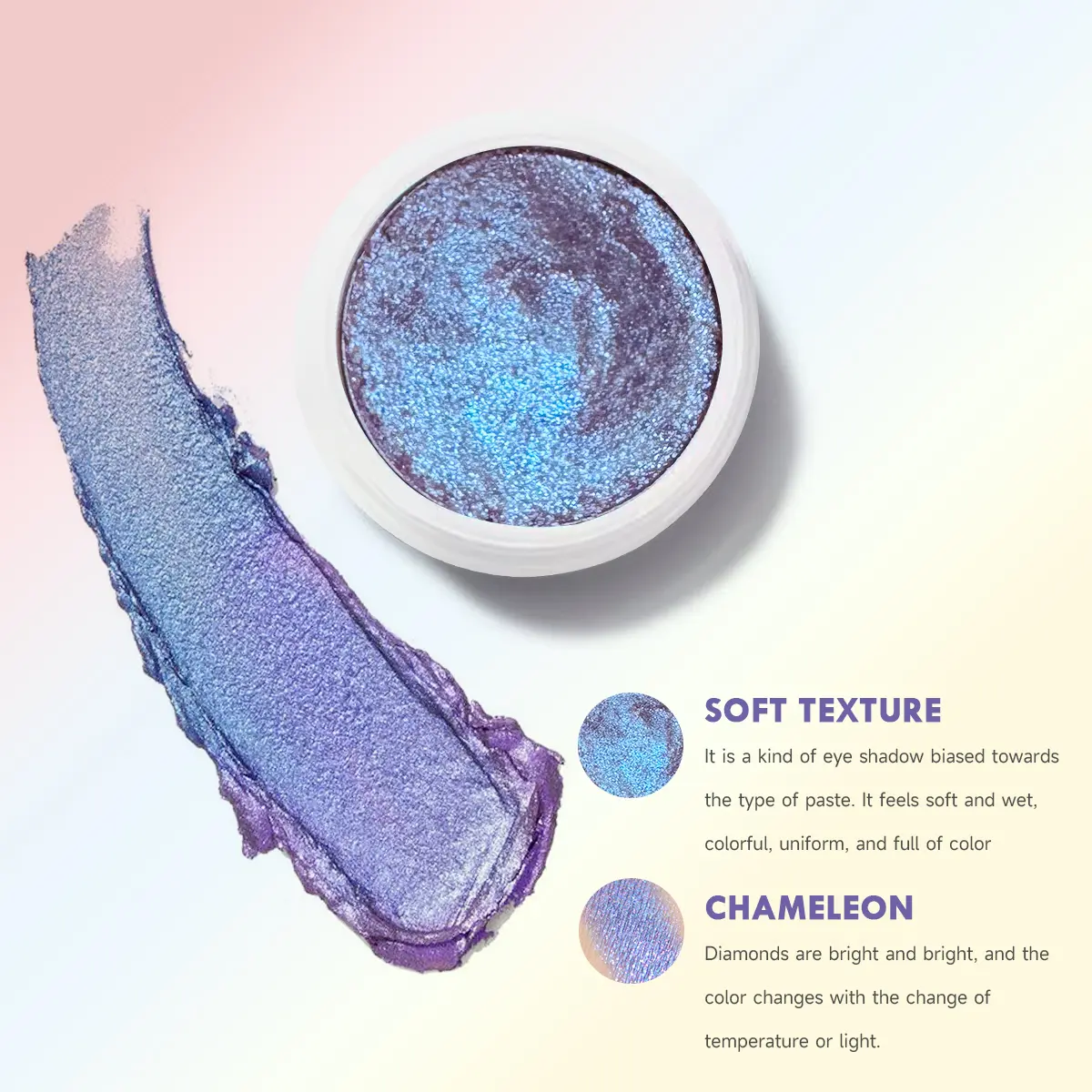 Eyeshadow Cream, Multi-color Purple Green Pink, Waterproof and Sweat-proof, Long-lasting, Eye Cosmetics