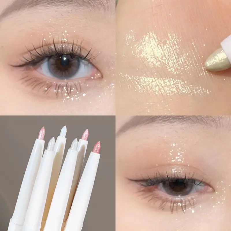 Pearly Glitter Eyeliner & Highlighter Pen - Waterproof, Sparkling Under Crease Eyeshadow Stick For Monochrome Eye Makeup
