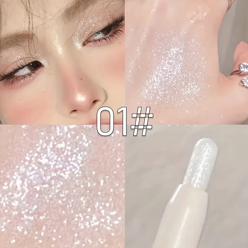 Pearly Glitter Eyeliner & Highlighter Pen - Waterproof, Sparkling Under Crease Eyeshadow Stick For Monochrome Eye Makeup