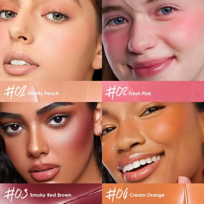 Four-color Push-pull Blush Cream To Enhance Color, Waterproof and Sweat-proof, Natural Rosy, Beautiful Blush, Facial Cosmetics