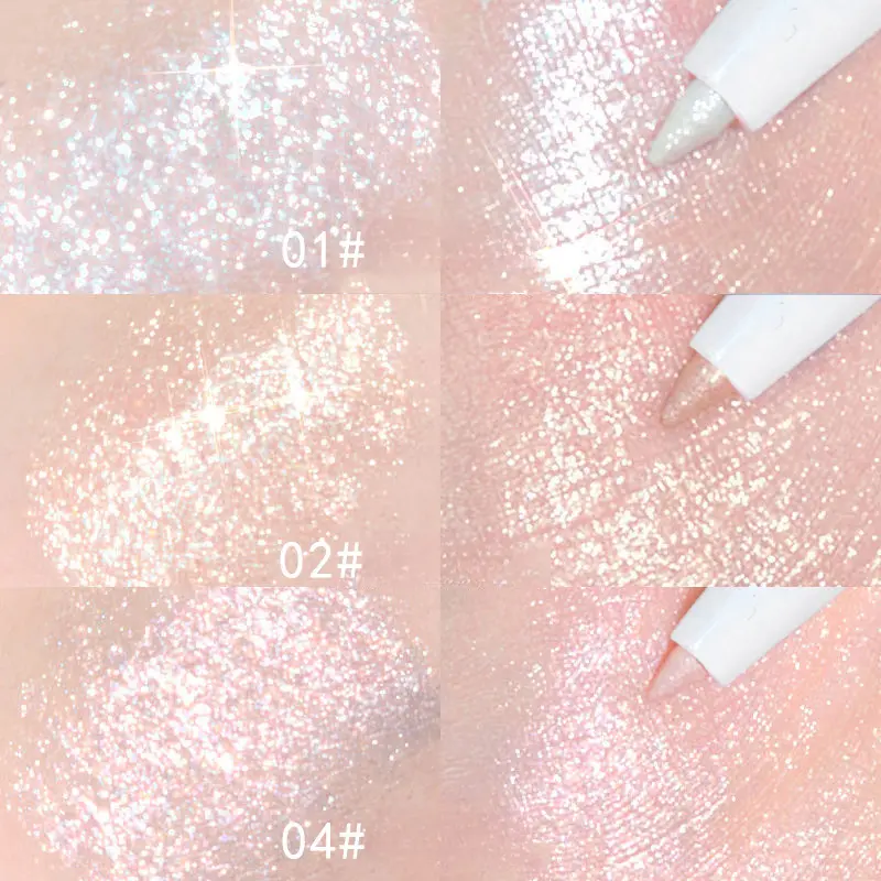 Pearly Glitter Eyeliner & Highlighter Pen - Waterproof, Sparkling Under Crease Eyeshadow Stick For Monochrome Eye Makeup