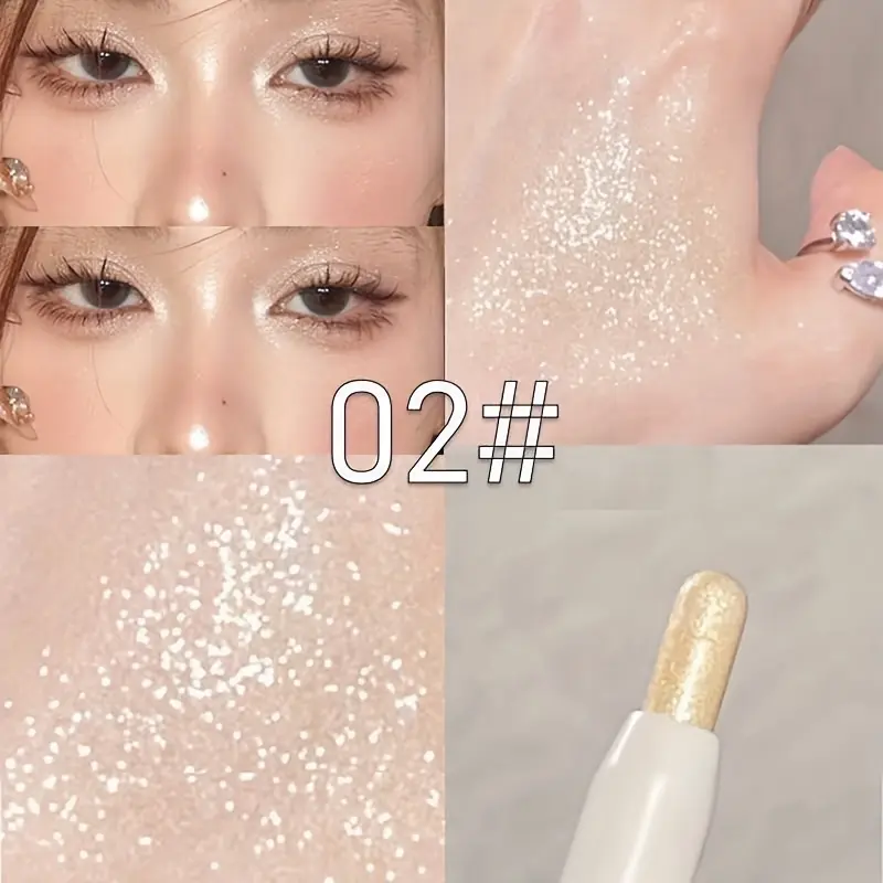 Pearly Glitter Eyeliner & Highlighter Pen - Waterproof, Sparkling Under Crease Eyeshadow Stick For Monochrome Eye Makeup