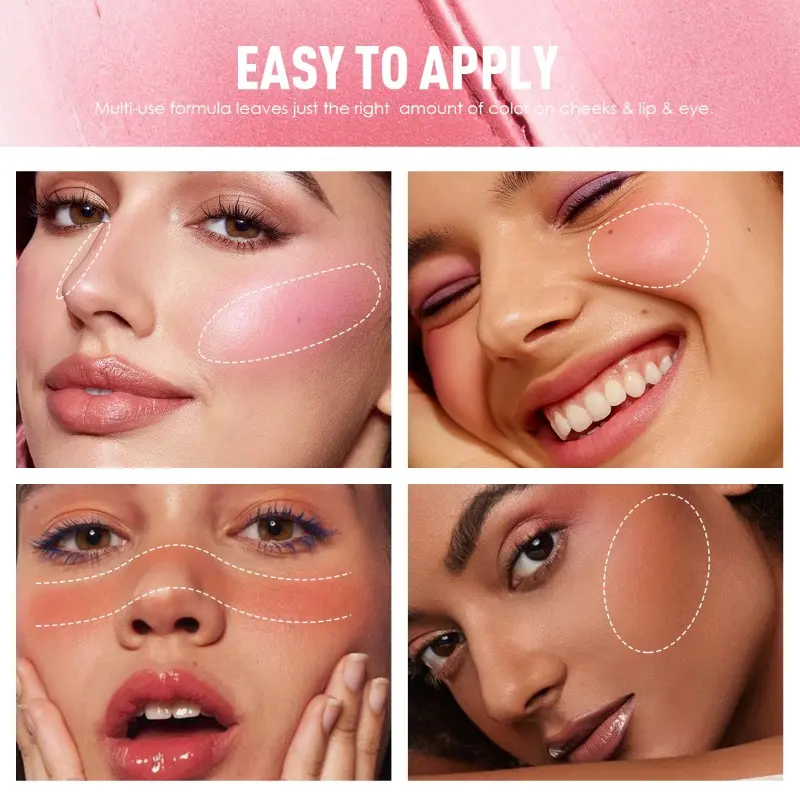 Four-color Push-pull Blush Cream To Enhance Color, Waterproof and Sweat-proof, Natural Rosy, Beautiful Blush, Facial Cosmetics