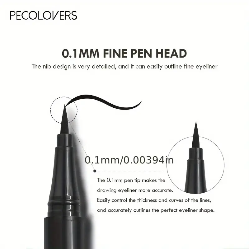 PECOLOVERS Precision Tip Liquid Eyeliner - Smudge-Proof & Long-Lasting Waterproof Formula for Professional Eye Makeup