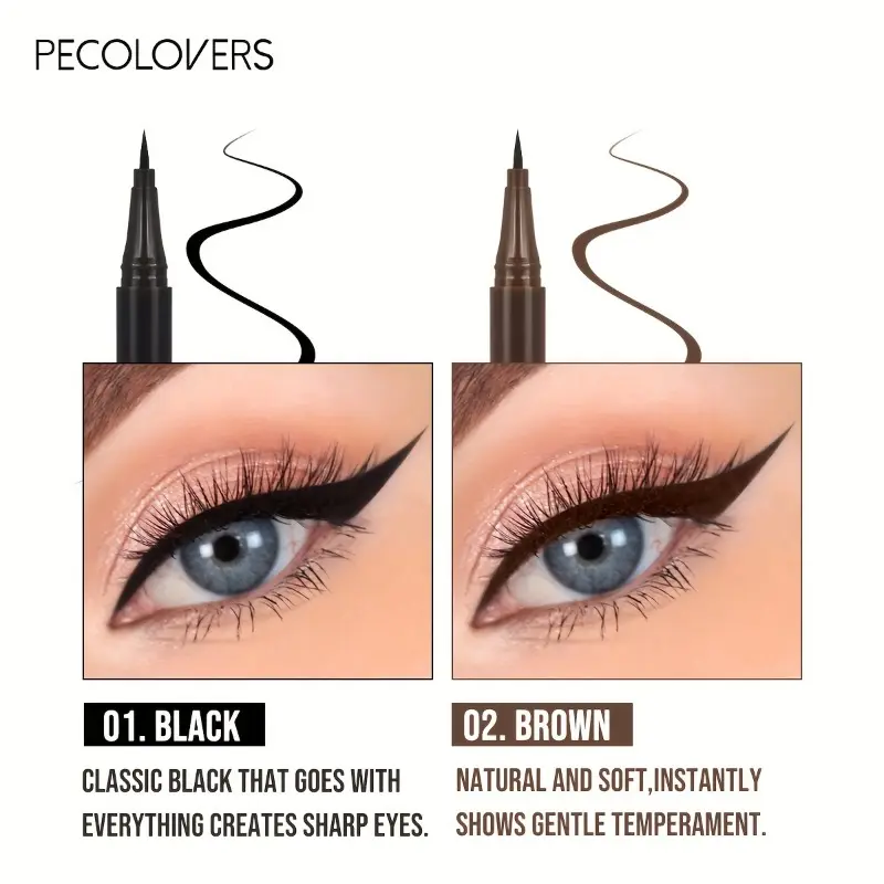 PECOLOVERS Precision Tip Liquid Eyeliner - Smudge-Proof & Long-Lasting Waterproof Formula for Professional Eye Makeup