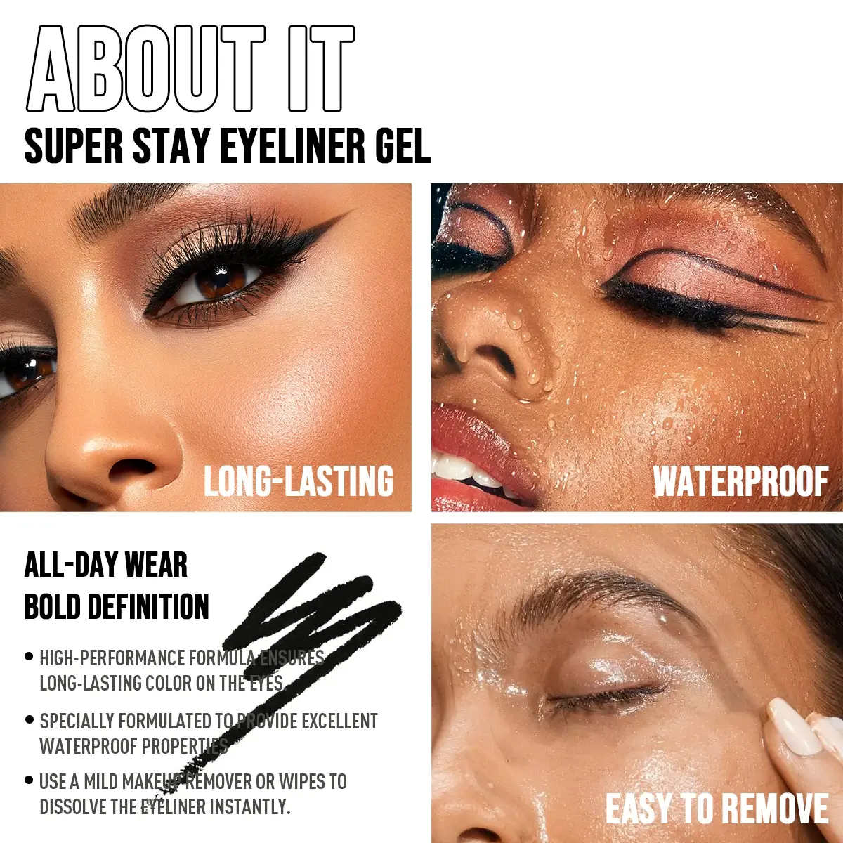 Waterproof Silky Inner Eyeliner Gel Pen BLACK/BROWN/WHITE Waterproof Eyelid Under Crease Pen Eyeshadow Eyebrow Pencil