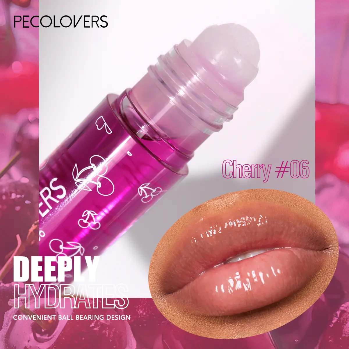 Hydrating Fruit-Infused Lip Gloss - Transparent, Moisturizing Roll-On Balm for Long-Lasting Shine & Natural Look