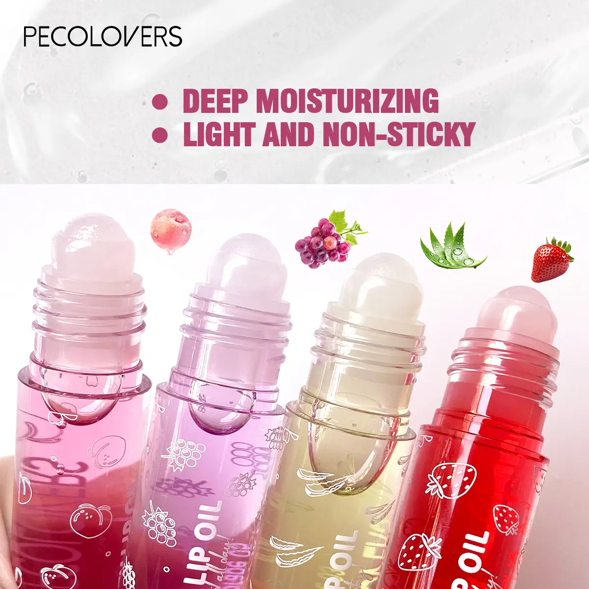 Hydrating Fruit-Infused Lip Gloss - Transparent, Moisturizing Roll-On Balm for Long-Lasting Shine & Natural Look