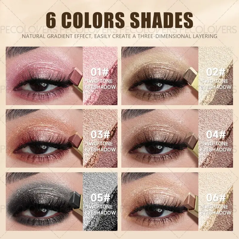 Two-color Push-pull Eye Shadow Stick, Multi-color Selection, One-touch Shape, Waterproof and Sweat-proof, Eye Cosmetics