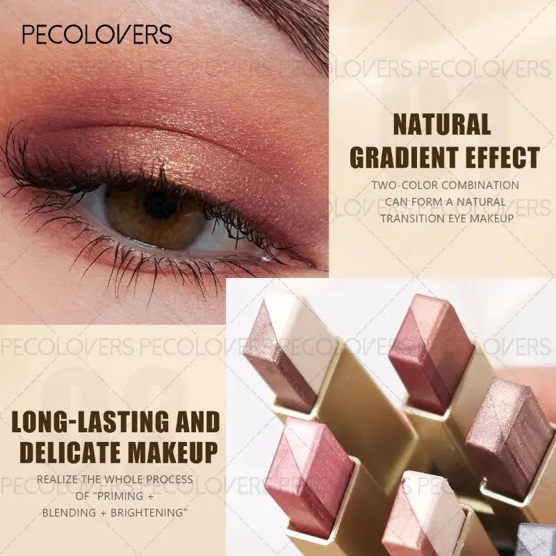 Two-color Push-pull Eye Shadow Stick, Multi-color Selection, One-touch Shape, Waterproof and Sweat-proof, Eye Cosmetics