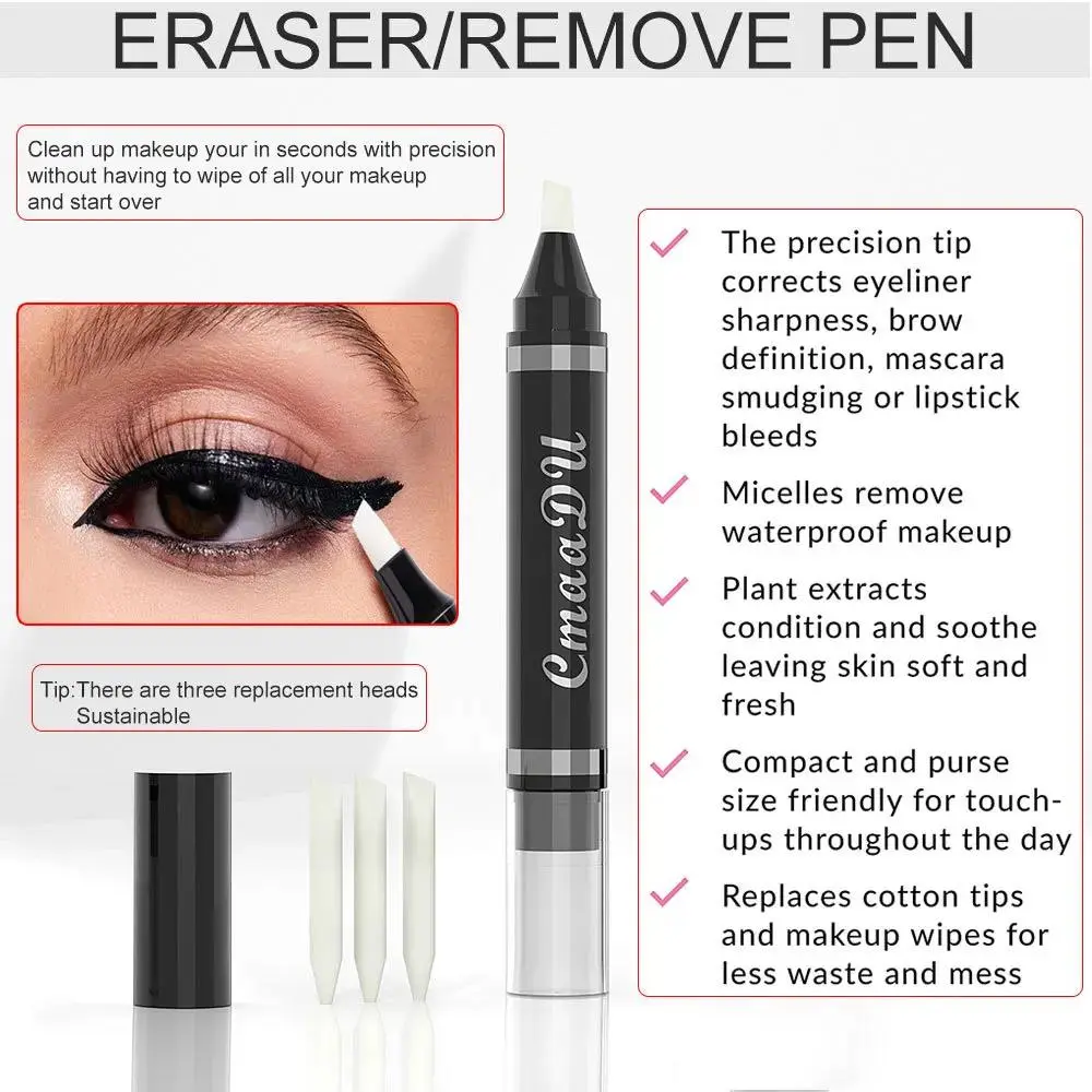 CmaaDu Eyeliner Makeup Remover Pen Waterproof Long Lasting Quick Dry Portable Eraser for Sensitive Skin Eyes