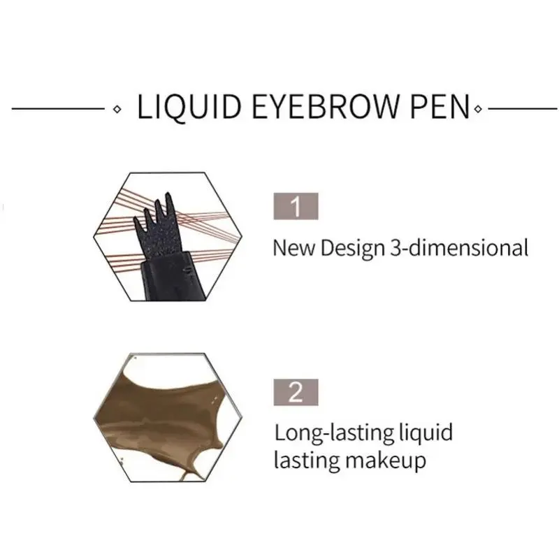 4D Microblading Eyebrow Pen Waterproof Smudge Proof Long Lasting Eyebrow Tattoo Pencil with 4 Fine Tips for Natural Brows