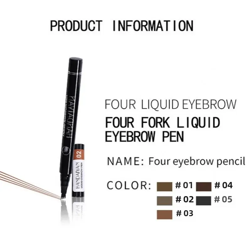 4D Microblading Eyebrow Pen Waterproof Smudge Proof Long Lasting Eyebrow Tattoo Pencil with 4 Fine Tips for Natural Brows