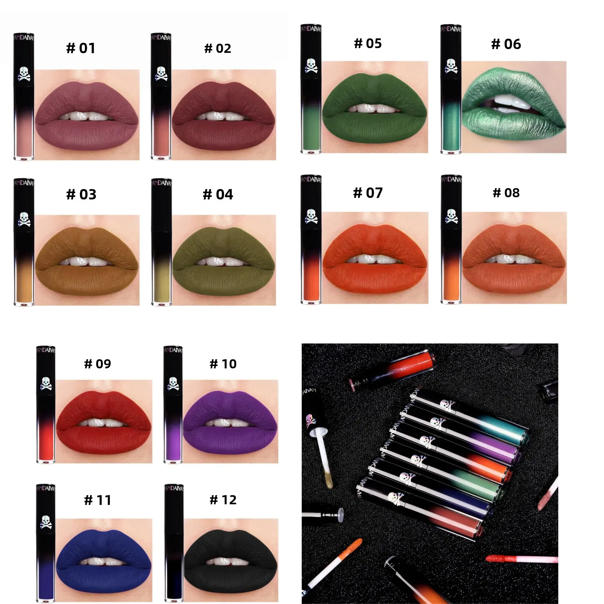 Matte Vampire Black Purple Lipstick Waterproof Long Lasting Lip Gloss Halloween Christmas Moisturizing Pigmented Lip Makeup