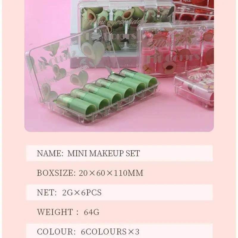 Mini 6in1 Makeup Set Blush Eyeshadow Lipstick Stick Long Lasting Moisturize Fruit Cream Tint Face Cosmetic Beauty Kit