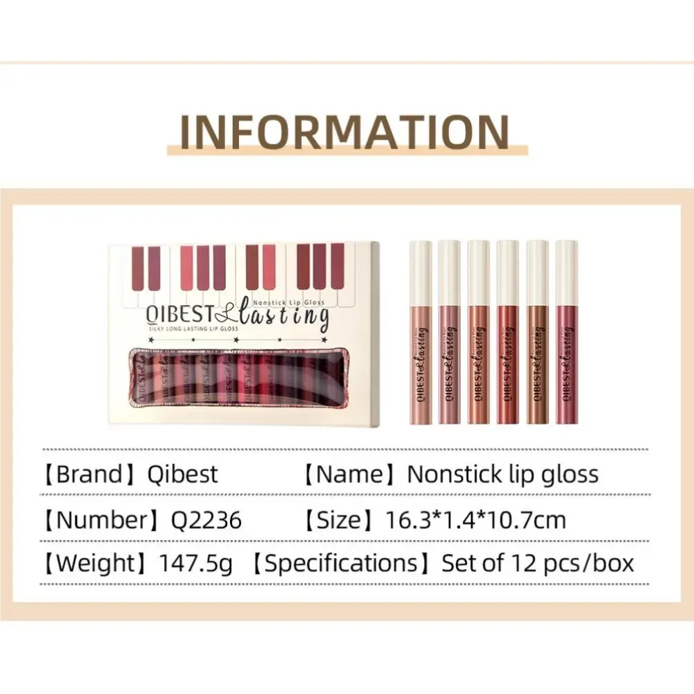 Luxury Matte Lip Gloss Set 12 Waterproof Shades Non Sticky Long Lasting Lipstick Kit For Daily Party Makeup