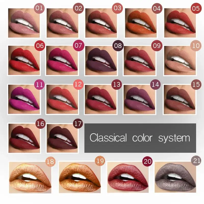 21 Color Matte Liquid Lipstick Long Lasting Lip Gloss Non Fading Waterproof Lip Makeup For Women Girls