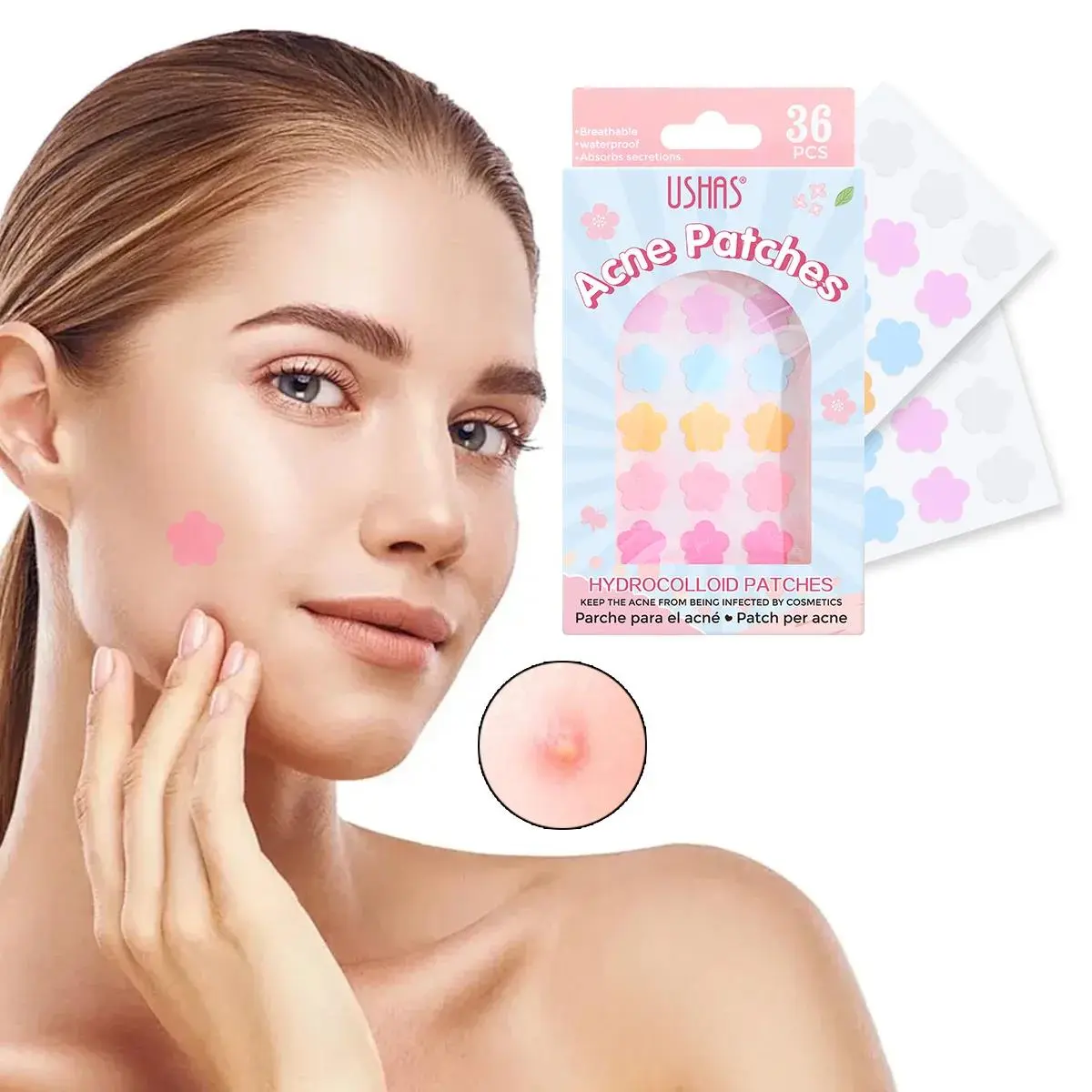 Lightweight Hydrocolloid Acne Patches Flower Design for Pimples Acne Treatment Breathable Concealer Makeup Friendly Skin Care