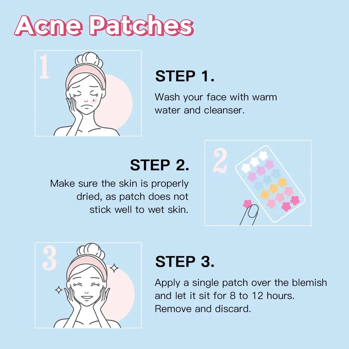Lightweight Hydrocolloid Acne Patches Flower Design for Pimples Acne Treatment Breathable Concealer Makeup Friendly Skin Care
