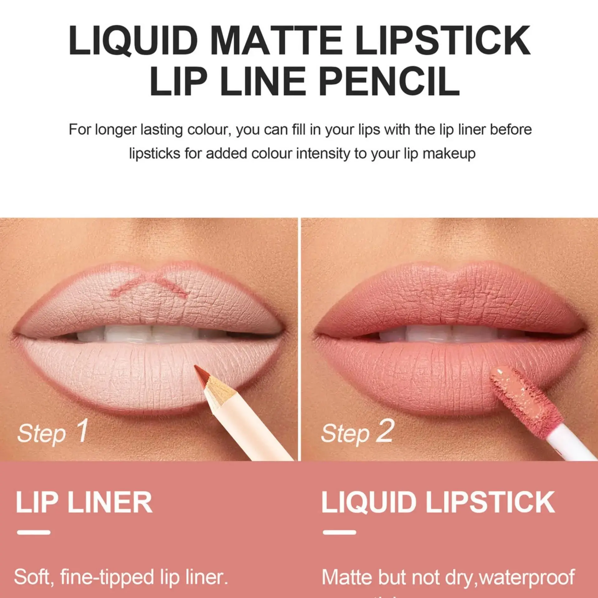 Women 2 in 1 Lipstick and Liner Set Waterproof Matte Makeup Korean Beauty Long Lasting Cosmetic Lip Kit