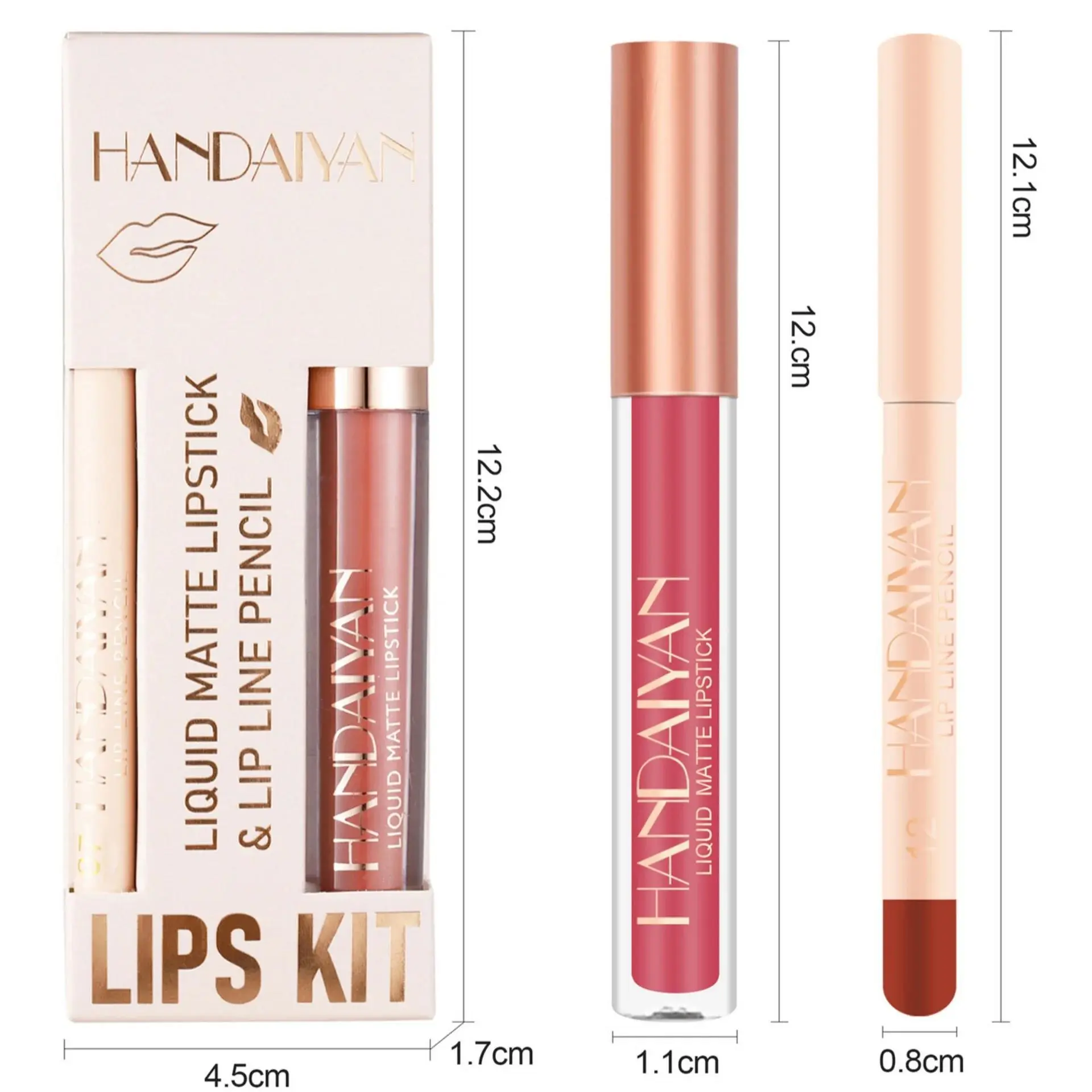 Women 2 in 1 Lipstick and Liner Set Waterproof Matte Makeup Korean Beauty Long Lasting Cosmetic Lip Kit