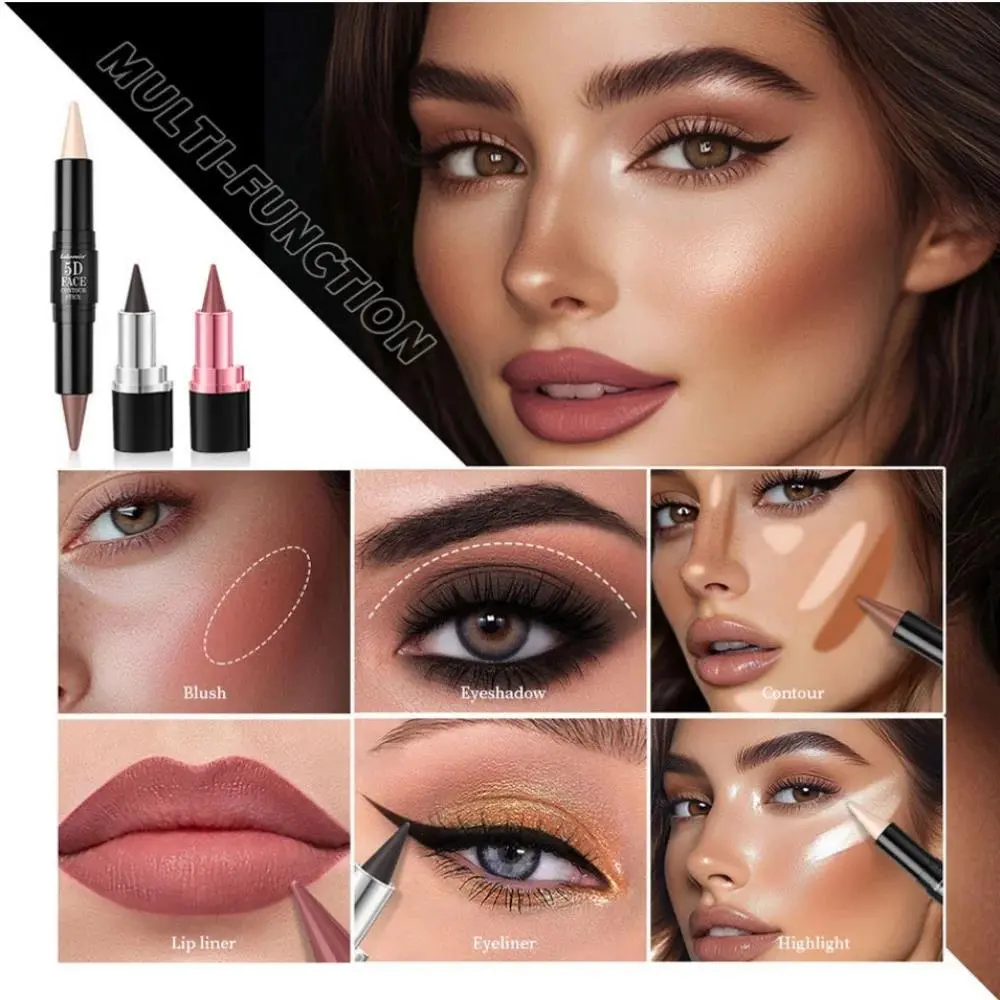 3pcs Matte Velvet Lipstick Set Waterproof Eyeliner Contour Stick Long Lasting Natural Makeup Kit For Face Beauty