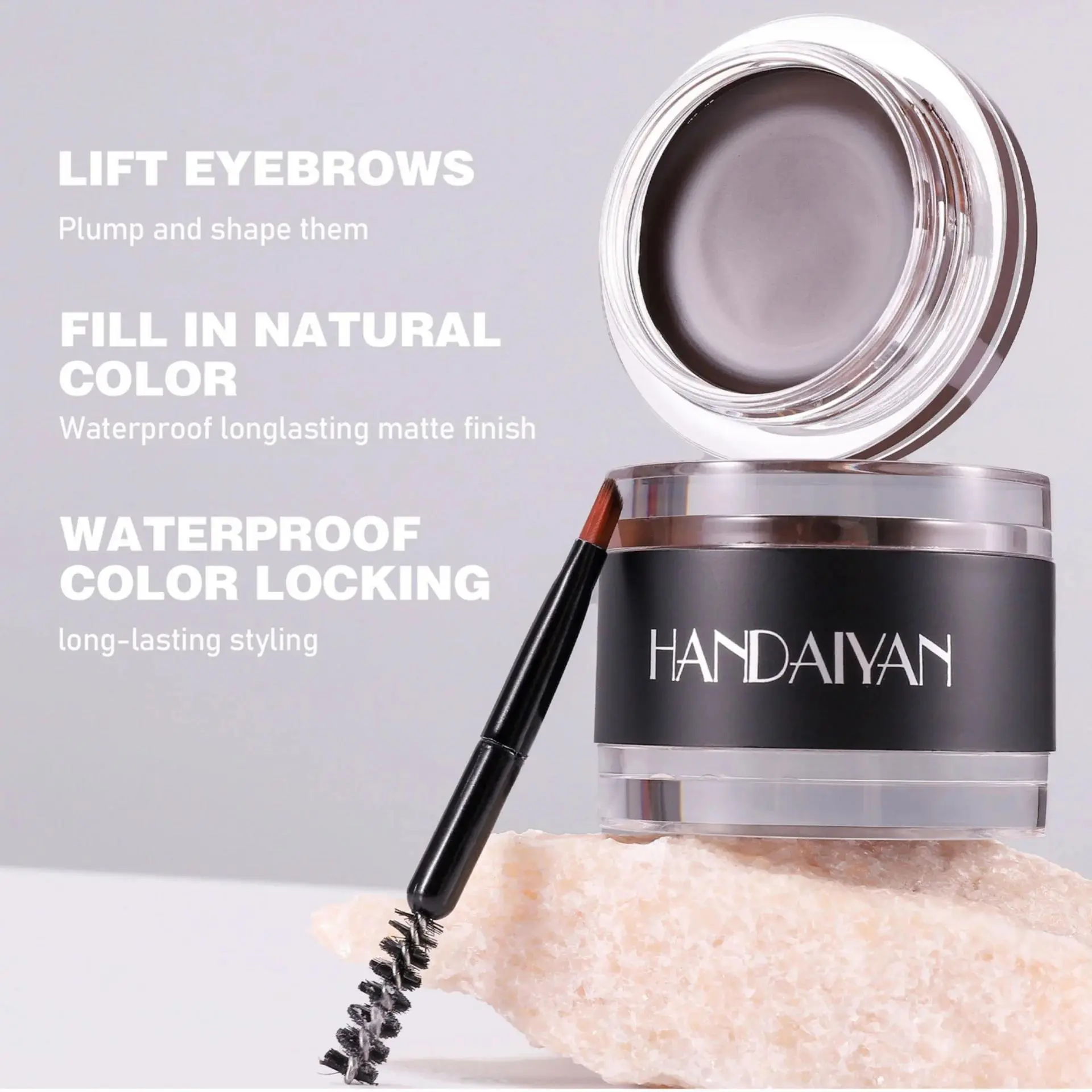 Long Lasting Waterproof Eyebrow Cream Wax Pomade for 3D Natural Look Dual Brushes Included Enhancer Tint Gel Perfect Shape
