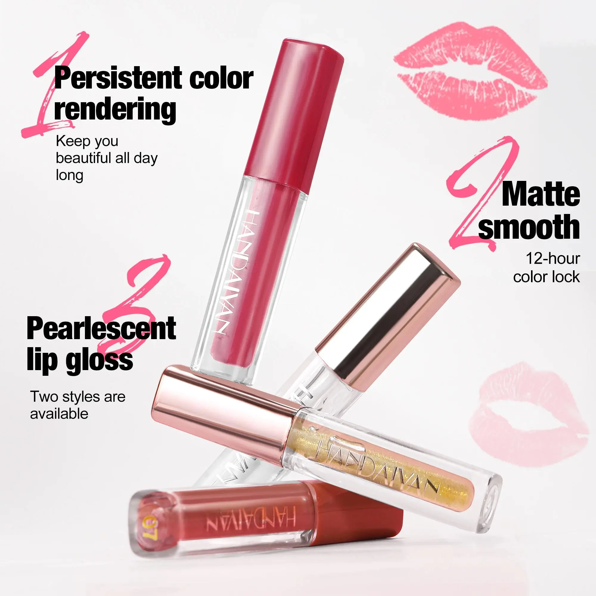 Velvet Liquid Lipstick Set 4pcs Long Wearing Waterproof Lip Gloss Kit Non Transfer Lip Tint Oil Glaze Makeup