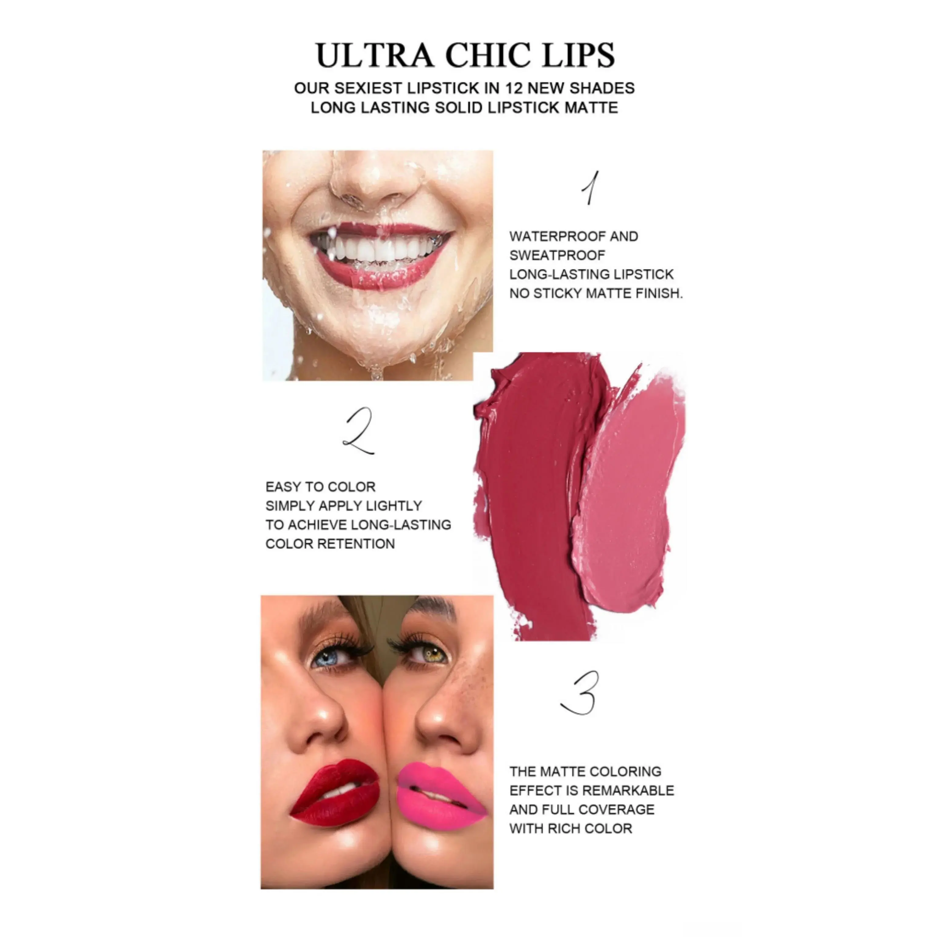 6Pcs Velvet Matte Lipstick Set Long Lasting Waterproof Lip Makeup Non Stick Moisturizing Lip Tint For Women Sexy Beauty