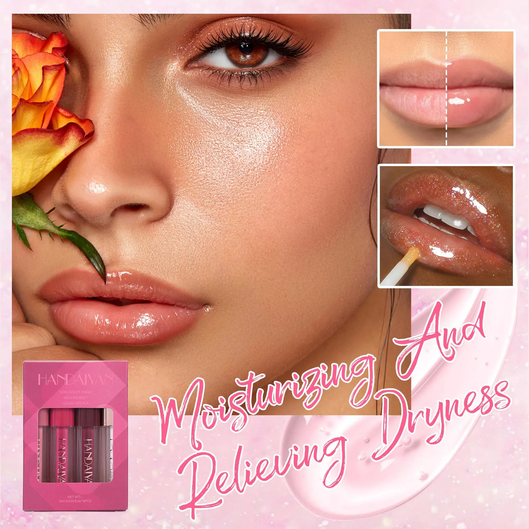 Velvet Liquid Lipstick Set 4pcs Long Wearing Waterproof Lip Gloss Kit Non Transfer Lip Tint Oil Glaze Makeup