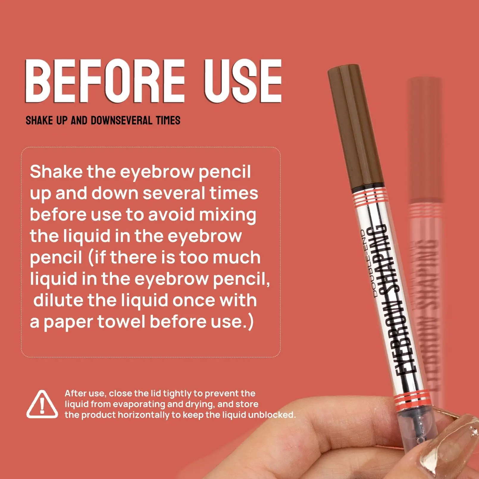 Double End Liquid Eyebrow Pencil 4 Tip Head Waterproof Sweatproof Quick Dry Long Lasting 2in1 Eyebrow Shaping Cream