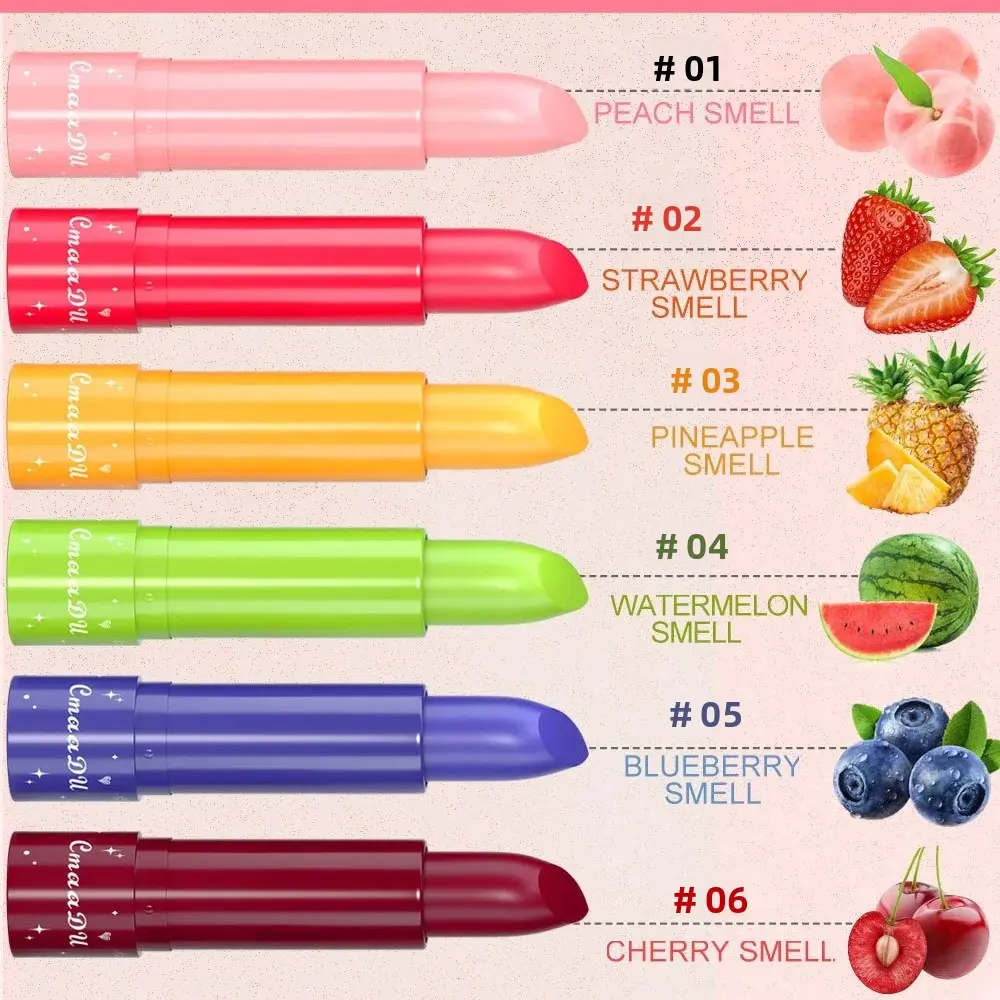 CmaaDu 6 Color Shine Changing Lipstick Waterproof Tinted Lip Balm Fruit Infused Nourishing Glow For Moisturizing Lip Care