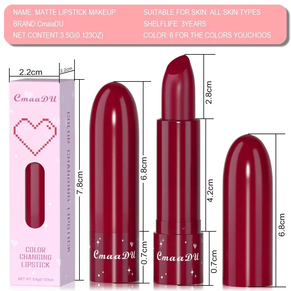 CmaaDu 6 Color Shine Changing Lipstick Waterproof Tinted Lip Balm Fruit Infused Nourishing Glow For Moisturizing Lip Care