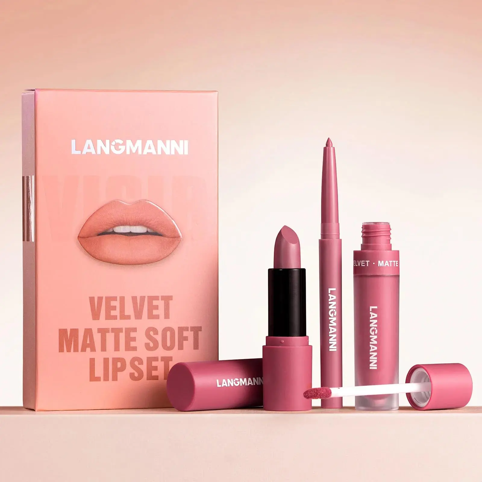 3pcs Long Lasting Waterproof Lipstick Set Velvet Matte Liquid Lipstick Creamy Lipliner Makeup Kit For Women