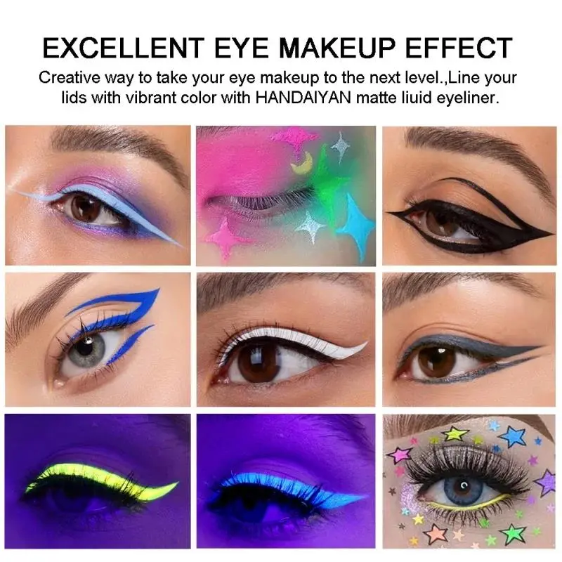 Waterproof Matte Liquid Eyeliner Long Lasting Quick Dry Non Smudging UV Luminous Gel Makeup for Smokey Eyes