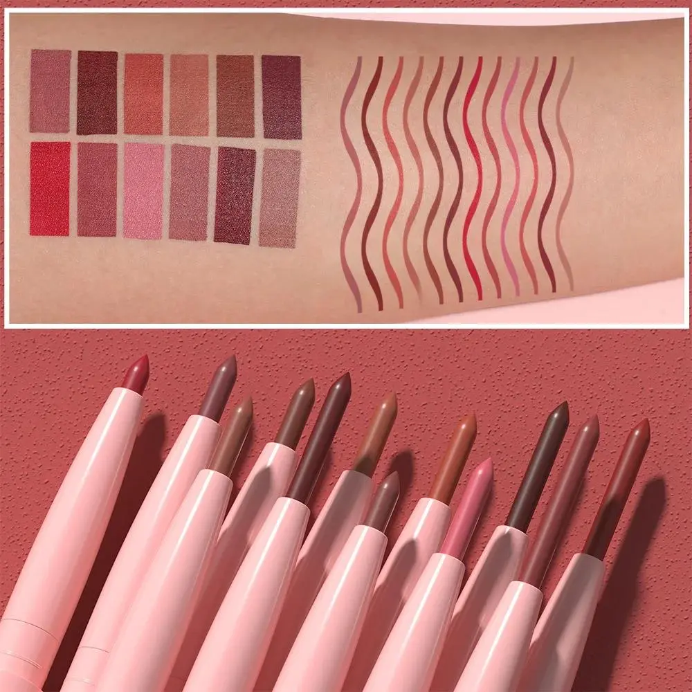 DUNUF 12 Color Matte Lip Liner Pencil Set Waterproof Smudge Proof Long Lasting Vegan Cruelty Free Lipstick Makeup Kit