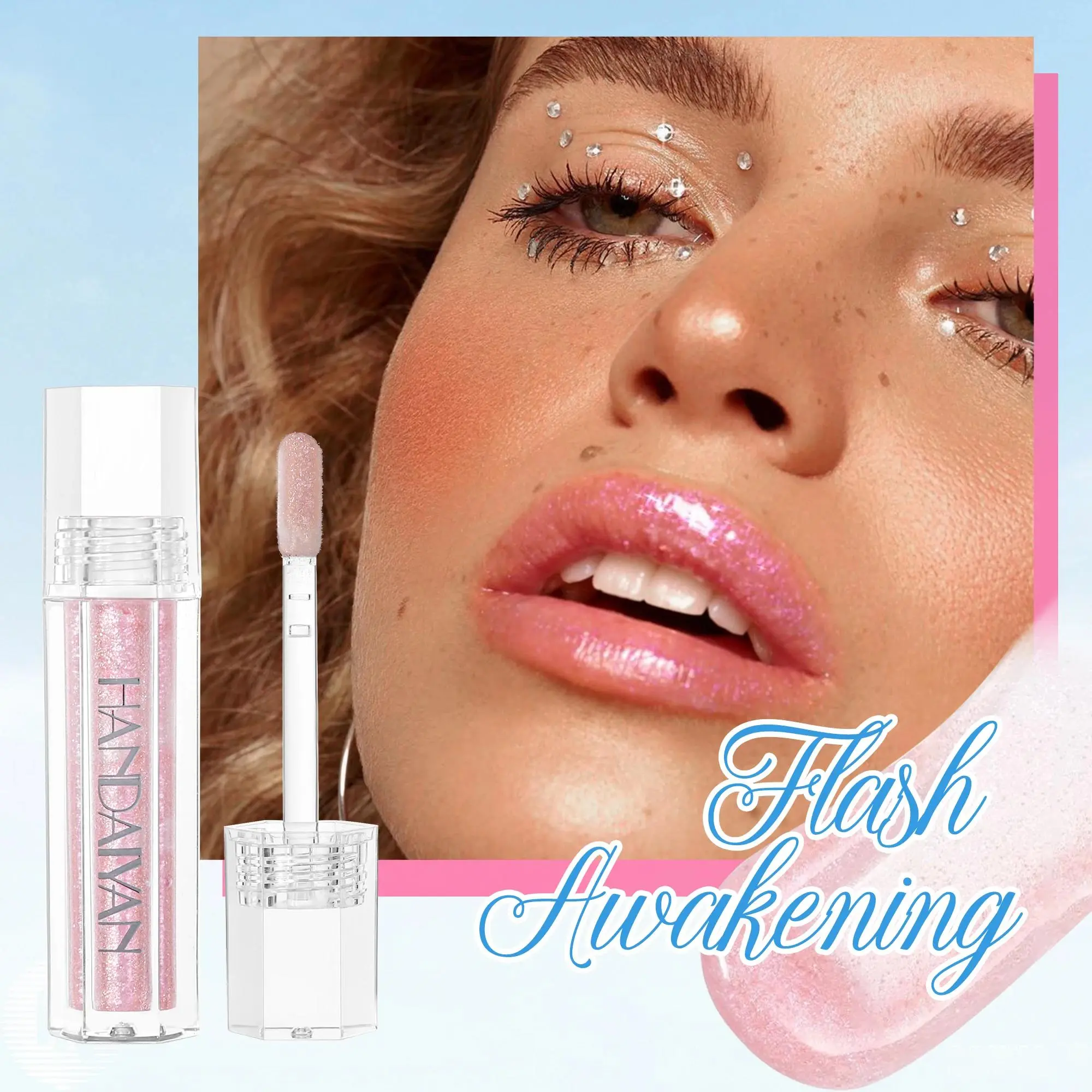 HANDAIYAN Lip Gloss Plumping Glitter Jelly Nude Red Liquid Lipstick Waterproof Moisturizing Oil Infused Long Lasting Sexy