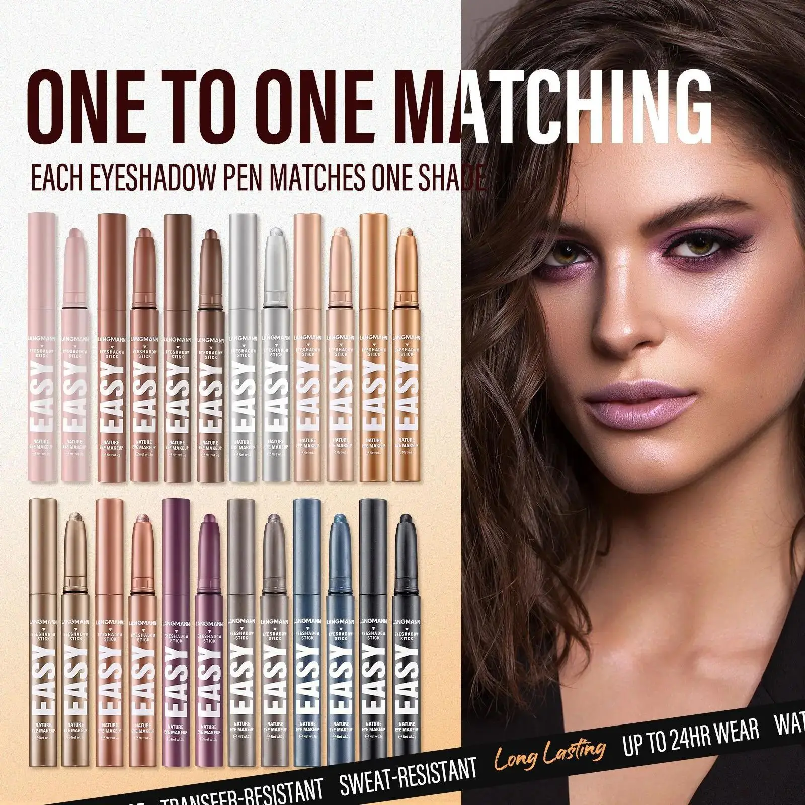 Pearlescent Matte Eyeshadow Pencil Waterproof Smoky Glitter Highlighter Pen Black Brown Makeup Tool Creamy Smooth