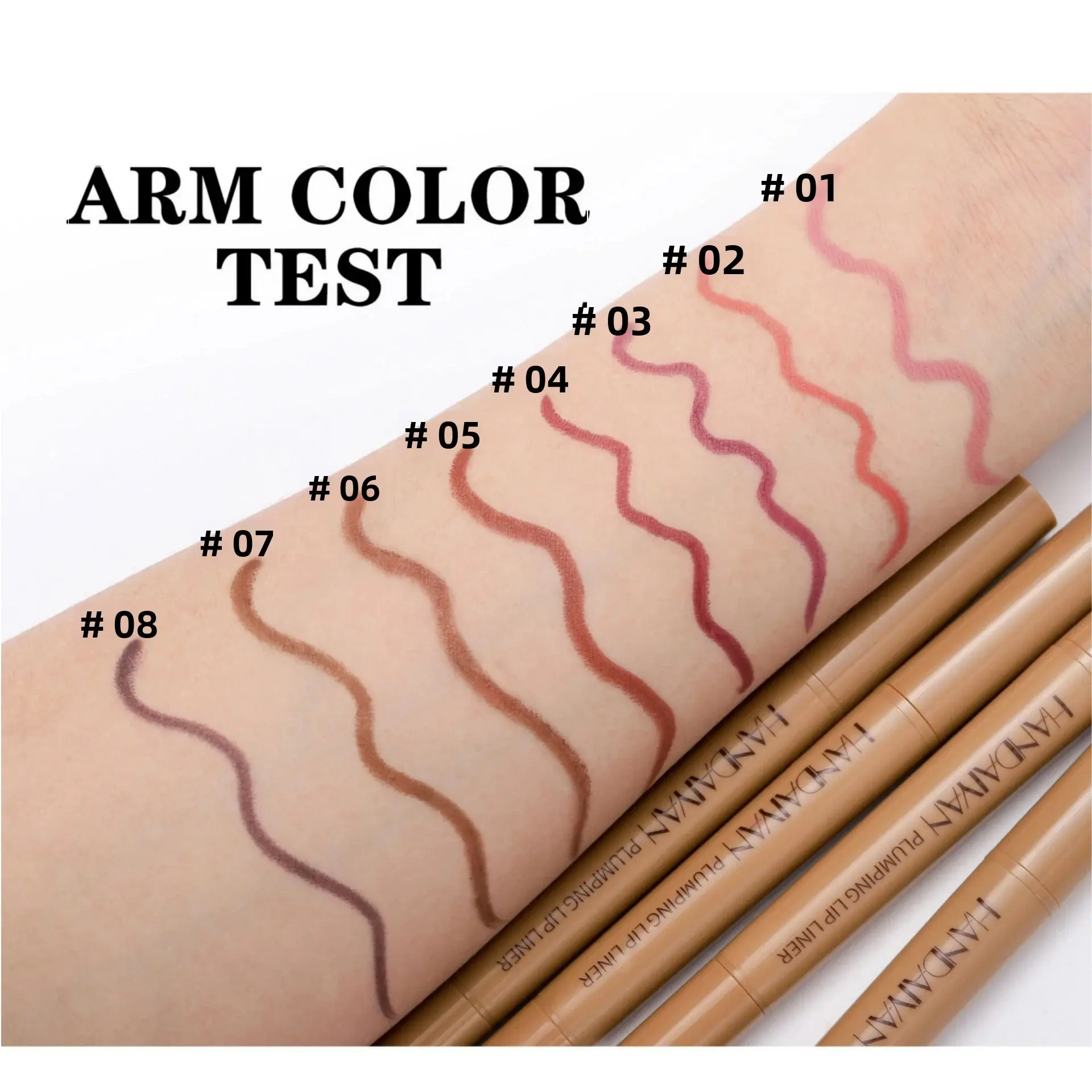 HANDAIYAN Dual Ended Lip Contour Pencil Waterproof Coffee Brown Lipstick Primer Silicone Brush Precision Liner