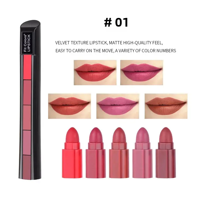 Velvet Mist Matte Lipstick 5 Colors Set Super Smooth Moisturizing Non Transfer Long Wear Lip Tint Makeup 5pcs
