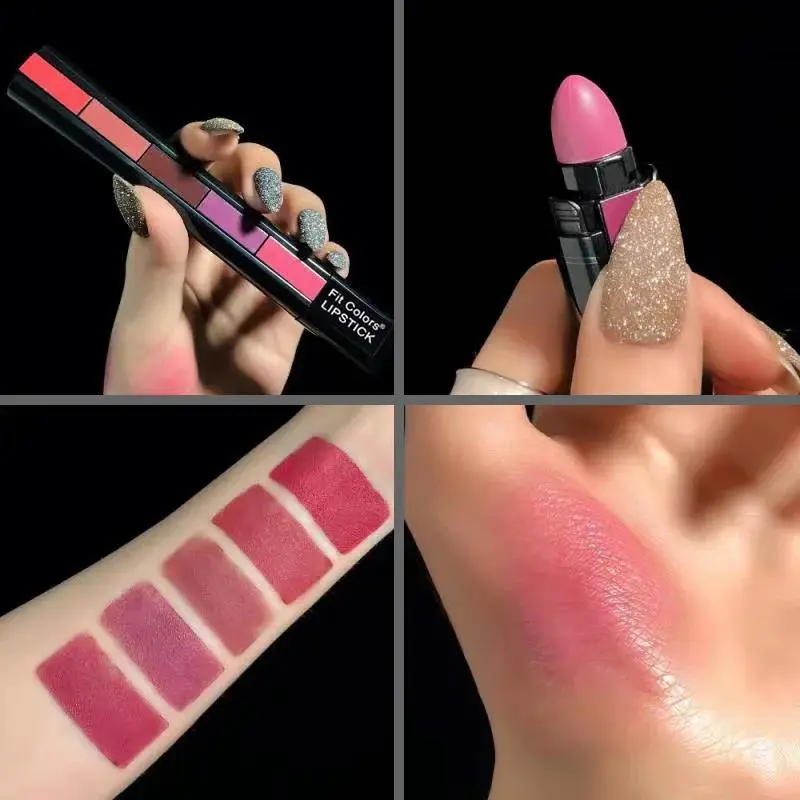 Velvet Mist Matte Lipstick 5 Colors Set Super Smooth Moisturizing Non Transfer Long Wear Lip Tint Makeup 5pcs