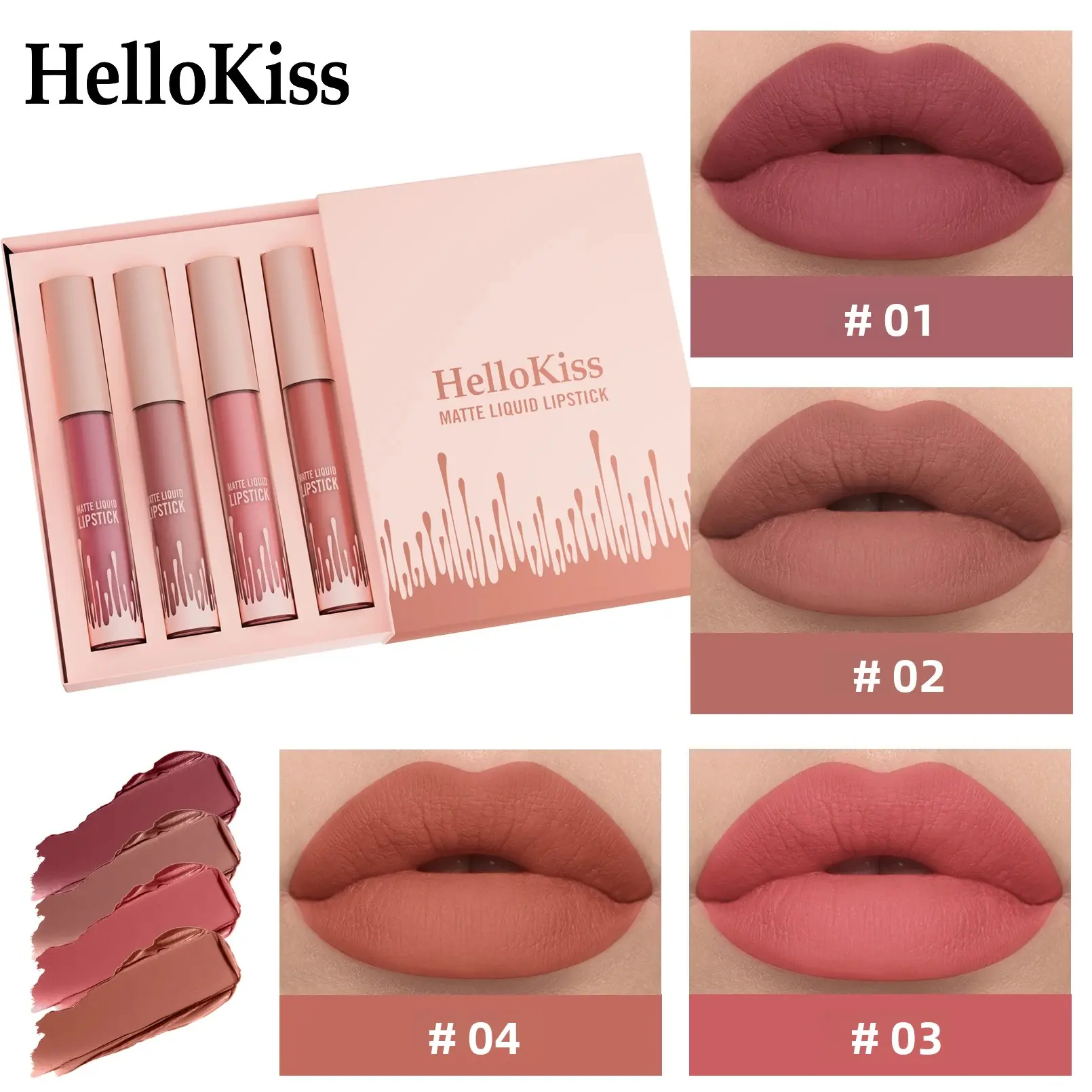 Velvety Matte Lip Gloss 4Piece Collection Soft Mist Lipstick Non Fading Waterproof Liquid Glaze For All Day Wear