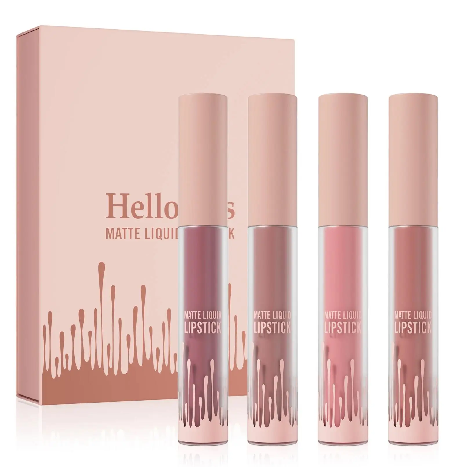Velvety Matte Lip Gloss 4Piece Collection Soft Mist Lipstick Non Fading Waterproof Liquid Glaze For All Day Wear