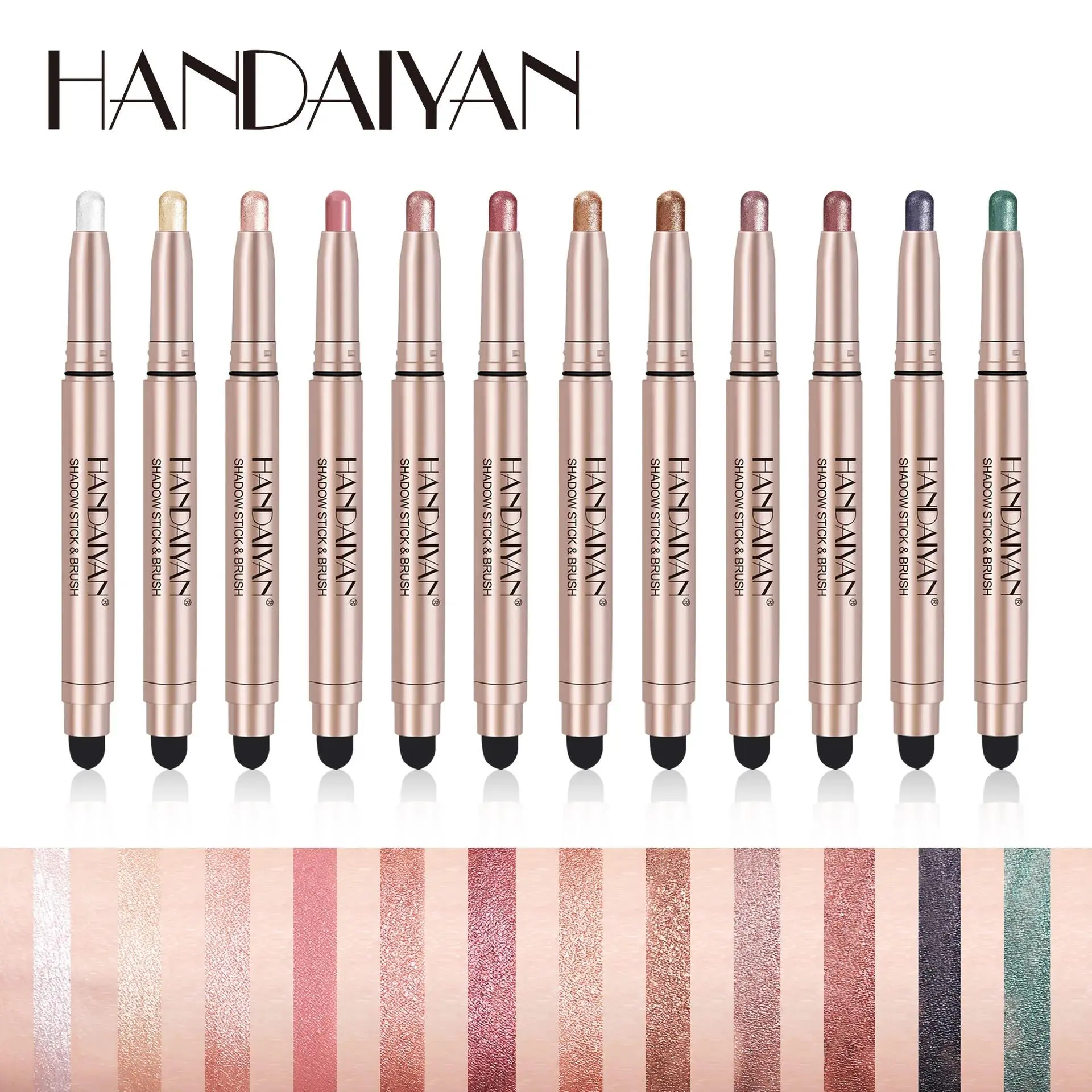 12 Colors Long Lasting Eye Shadow Pencil Set Silky Smooth Glitter Shimmer Matte Waterproof Highlighter Makeup Stick
