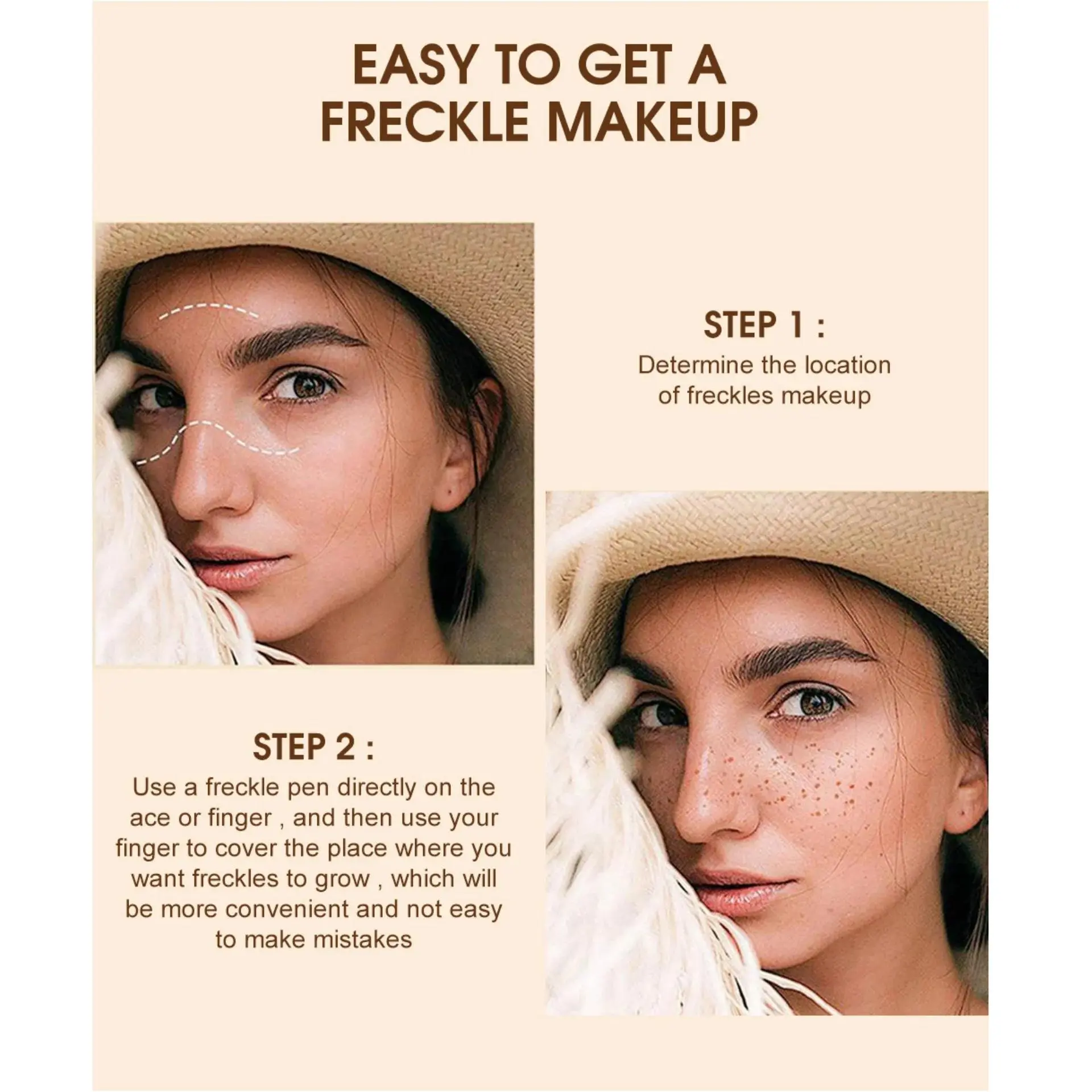 4PCS Natural Freckles Pen Long Lasting Waterproof Fake Sunkissed Makeup Dot Spot Tint Soft Brown Face Cosmetic