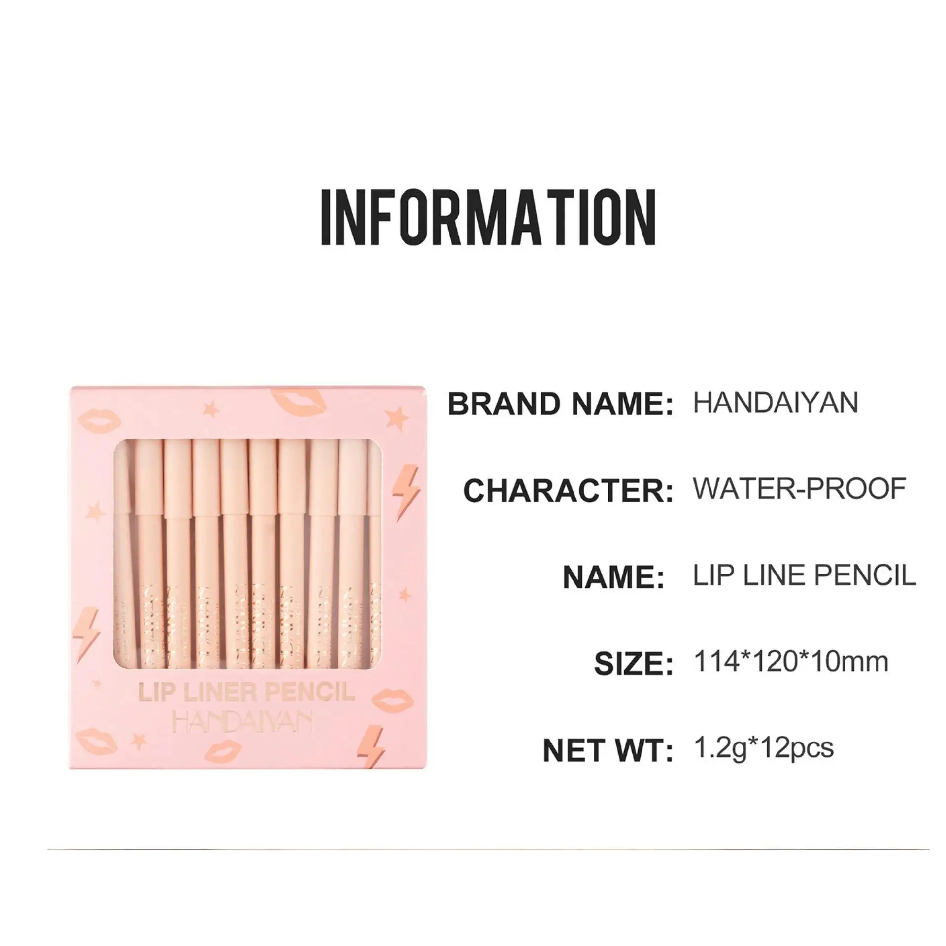 12pcs Waterproof Lipliner Pen Set Matte Long Lasting Lip Makeup Soft Natural Portable Lip Liner Exquisite Cosmetic