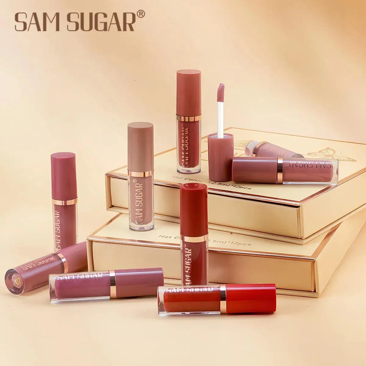 12pcs Nude Matte Velvet Lip Gloss Set Long Lasting Waterproof Non Stick Liquid Lipstick Makeup Gift Box For Women