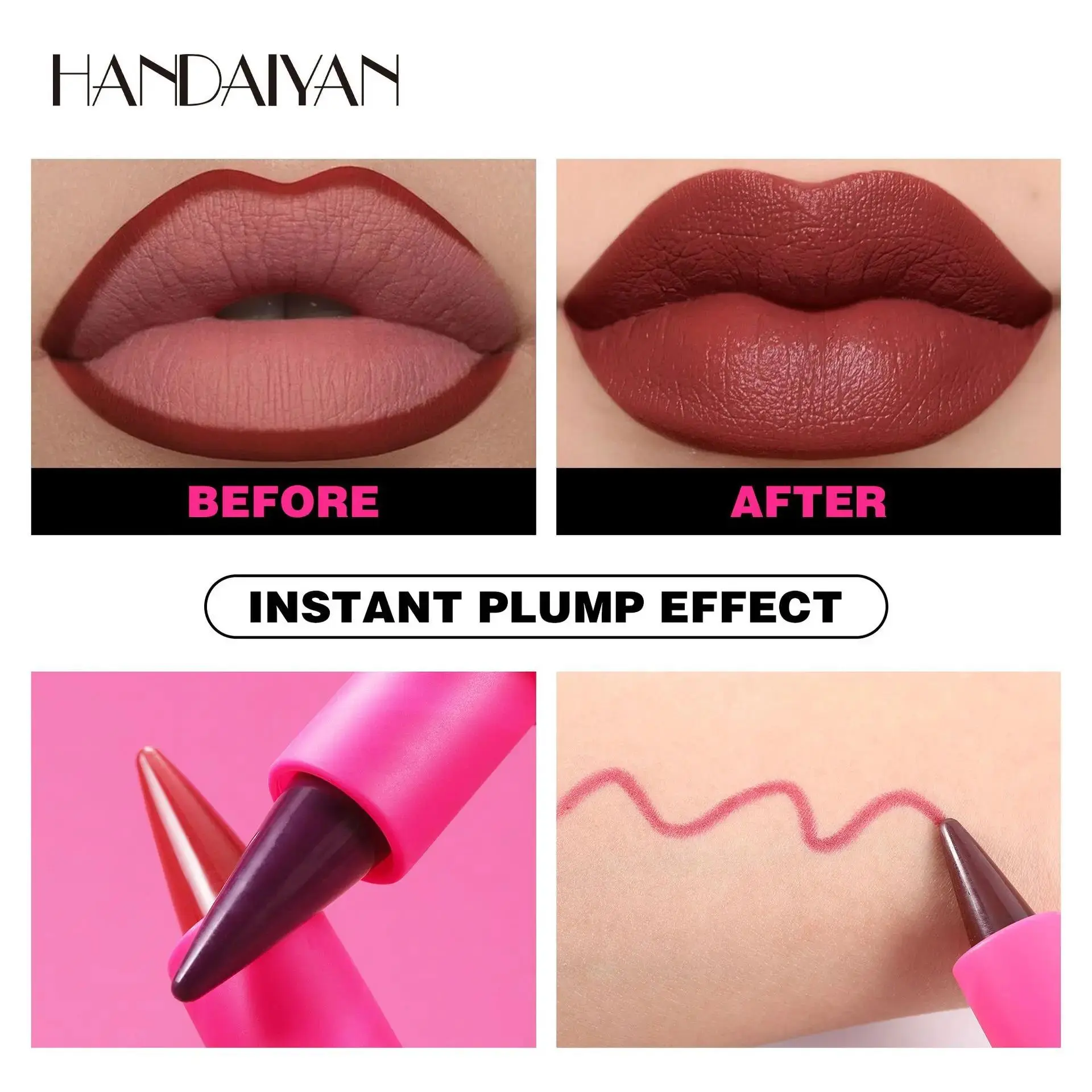 Waterproof Matte Brown Lip Liner Crayon Velvet Tapered Gradient Contouring Lipstick Pen Long Lasting Non Sticky Makeup