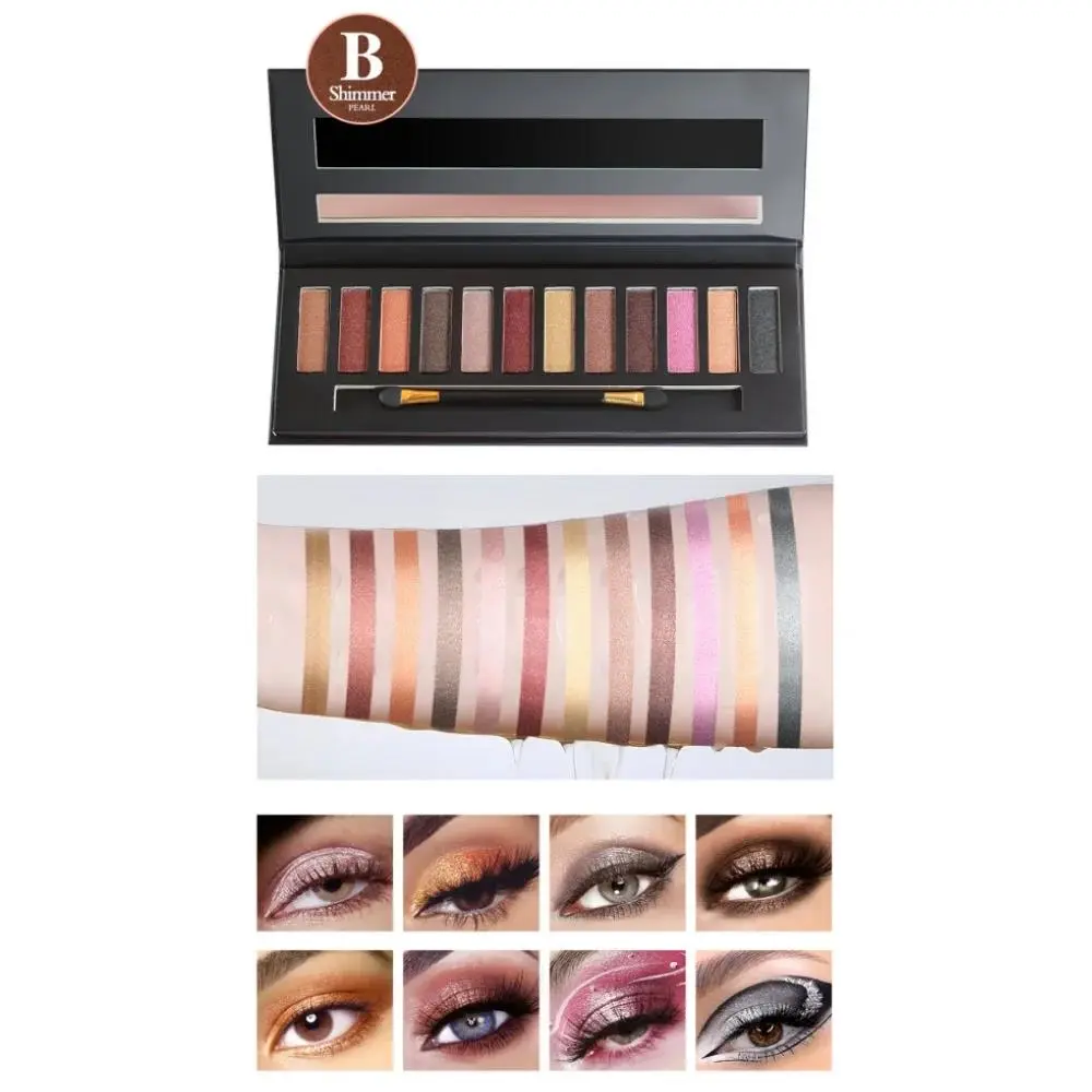 Trendy Matte Pearlescent Eyeshadow Palette 2 In 1 Blush Highlighter Contour Kit Long Lasting Vegan Makeup Essentials